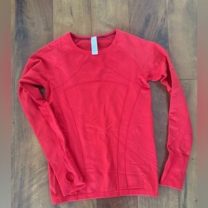 Ivivva Lululemon Girls Swifty Fly Long Sleeve, Red, Size 12